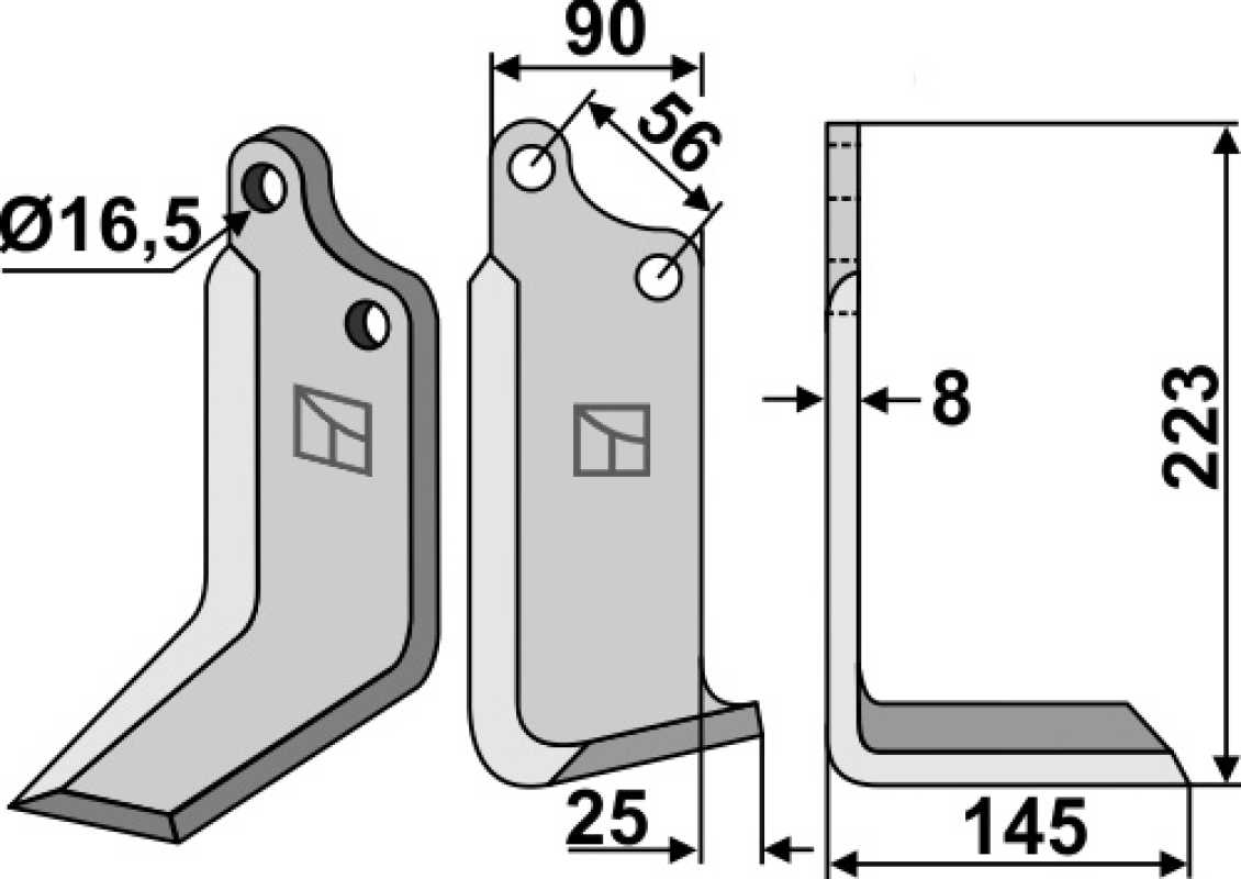 Fräsmesser 223x90mm, rechts